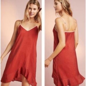 Anthropologie Lacausa Red Sleeveless slip Dress
